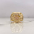 Shield Crown Ring 11.15gr / Size 9 1/2 / White Zircons 18K Yellow Gold #