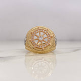 Steering Wheel Ring 11.45gr / T10 / White Zircons Three 18K Golds #