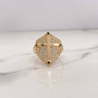 Shield Cross Ring 6.2gr / Size 9 / Black and White Zircons 18K Yellow Gold #