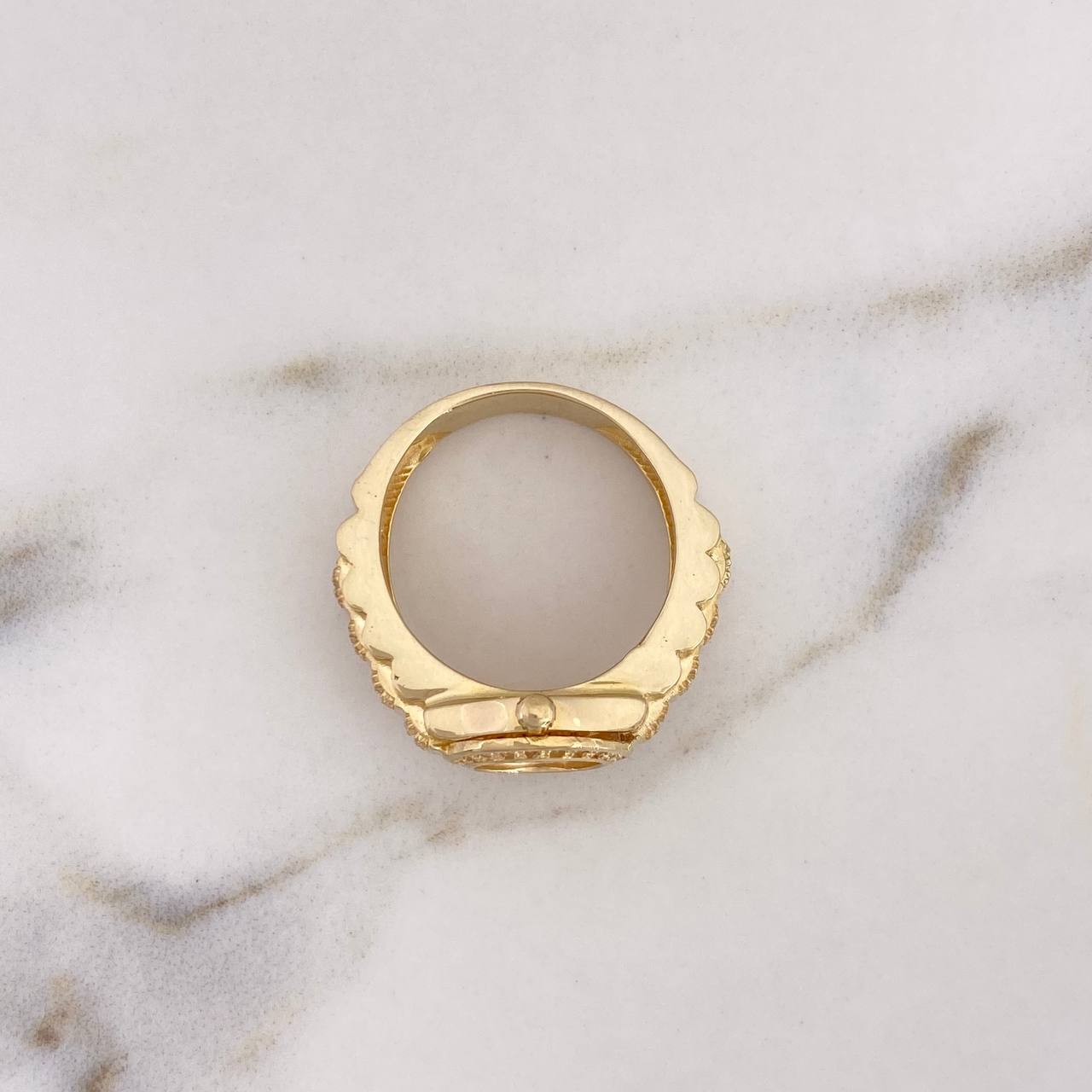 Ring Strap Crown RX 10.65gr / Size 9 1/2 / White Zircons 18K Yellow Gold #