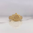Ring Strap Crown RX 10.65gr / Size 9 1/2 / White Zircons 18K Yellow Gold #