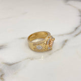Compass Star Cardinal Ring 11.25gr / Size 9 1/4 / White Zircons Three 18K Golds #