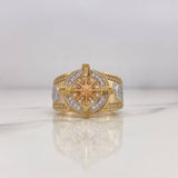 Compass Star Cardinal Ring 11.25gr / Size 9 1/4 / White Zircons Three 18K Golds #