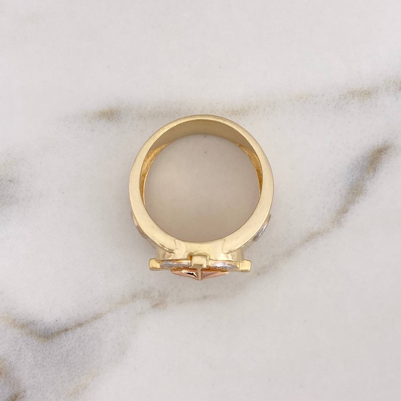 Compass Star Cardinal Ring 11.25gr / Size 9 1/4 / White Zircons Three 18K Golds #