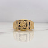 Horse Ring 8.25gr / Size 10 1/2 / Black Zircons 18K Yellow Gold #