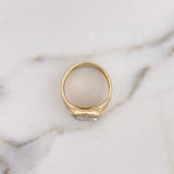 Horseshoe Ring Horse 6.4gr / Size 9 / White Zircons Two-tone Yellow and White Gold 18K #