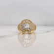 Horseshoe Ring Horse 6.4gr / Size 9 / White Zircons Two-tone Yellow and White Gold 18K #