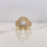 Horseshoe Ring Horse 6.4gr / Size 9 / White Zircons Two-tone Yellow and White Gold 18K #