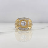 Signet Ring 7.15gr / Size 9 1/2 / White Zircons Two-tone Yellow and White Gold 18K #