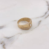 Anillo Rombo 8.3gr / T10 3/4 / Circones Blancos Oro Amarillo 18K #