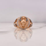 Buffalo Skull Ring 10.35gr / Size 10 3/4 / White Zircons Three 18K Golds #