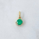 Pendant Basket Circle 1.1gr / 1.4cm / Emeralds 0.62pts - White Diamonds 0.04pts 18K Yellow Gold (Jewel)