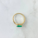 Horizontal Drop Soliario Ring 3.5gr / Size 7 / Emeralds 1.12cts - White Diamonds 0.09cts 18K Yellow Gold (Jewel)