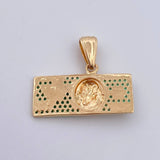 Dije One Dólar 3.15gr / 2.5cm / Circones Verdes Oro Amarillo 18K $