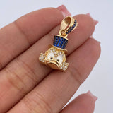 Dije Cabeza Pato 4.55gr / 2.6cm / Circones Blancos Azules Dos Oros Negro Amarillo 18K $