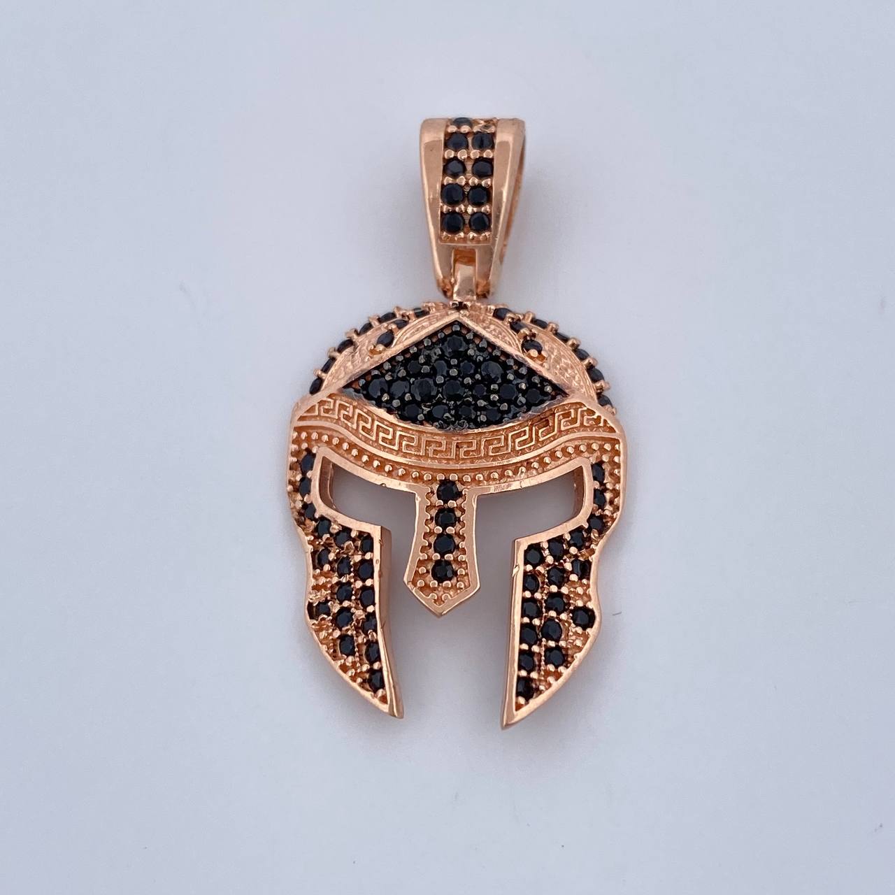 Pendant Gladiator Helmet 3.1gr / 3cm / Black Zircons Two-tone Black and Rose 18K $