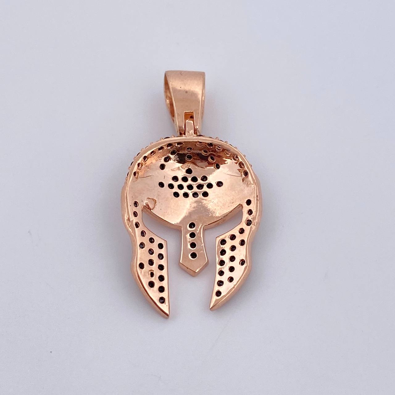 Pendant Gladiator Helmet 3.1gr / 3cm / Black Zircons Two-tone Black and Rose 18K $