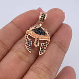 Pendant Gladiator Helmet 3.1gr / 3cm / Black Zircons Two-tone Black and Rose 18K $