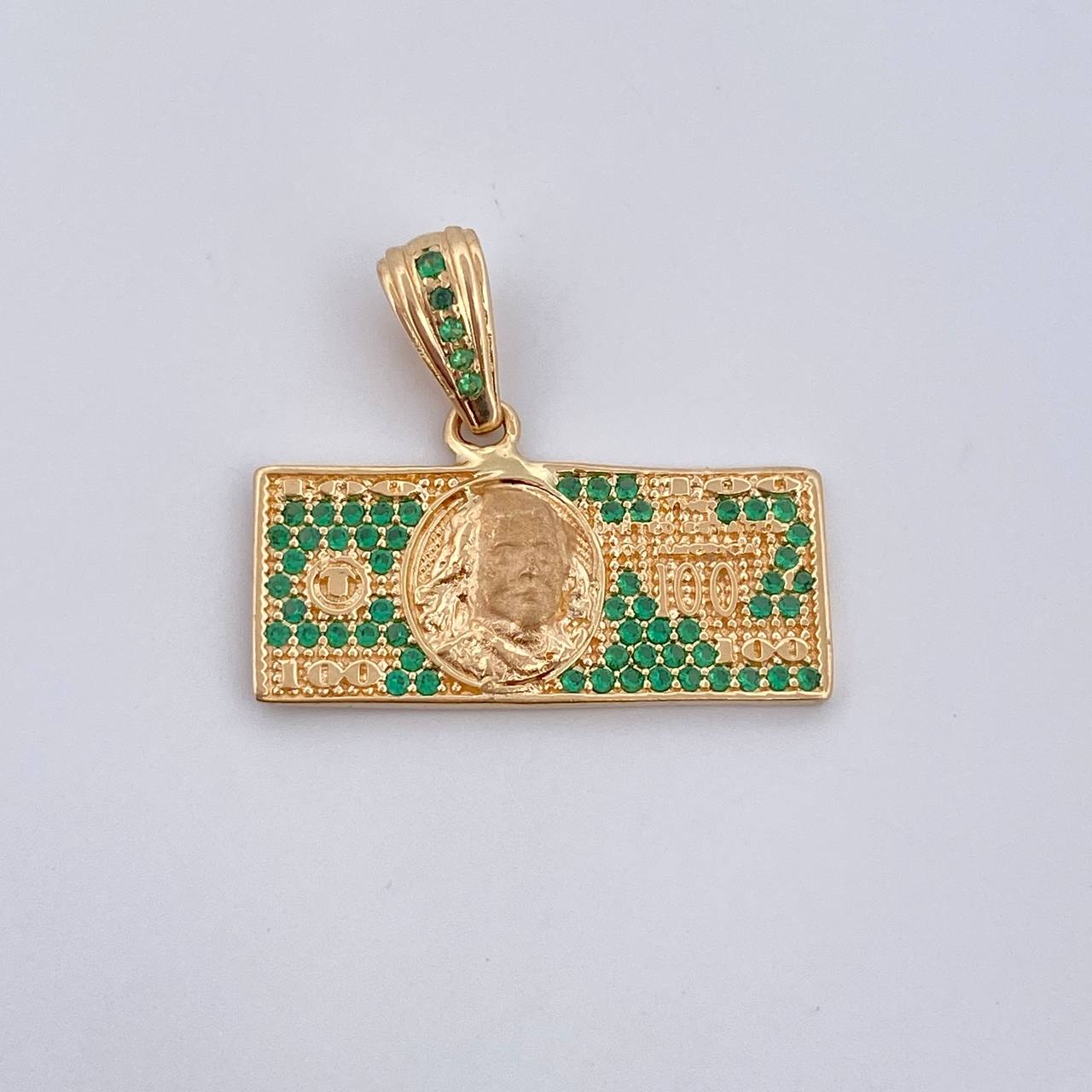 Dije One Dólar 3.15gr / 2.5cm / Circones Verdes Oro Amarillo 18K $