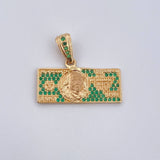 Dije One Dólar 3.15gr / 2.5cm / Circones Verdes Oro Amarillo 18K $