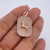 Dije Placa Caballo 5.8gr / 3.5cm / Circones Blancos Dos Oros Blanco Rosa 18K $