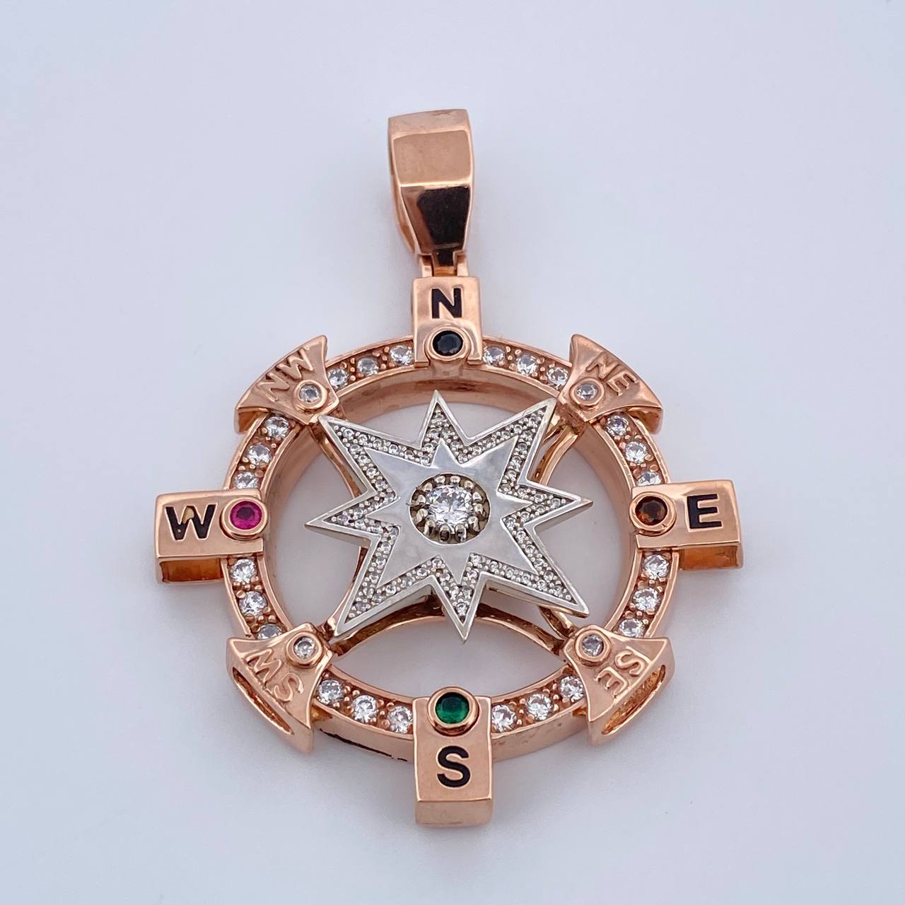 Dije Estrella Cardinal 30.6gr / 6cm / Circones De Colores Dos Oros Blanco Rosado 18K $