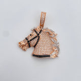 Pendant Horse 8.3gr / 3.6cm / White and Black Zircons Three 18K Gold $
