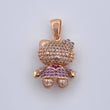 Pendant Cat 5.45gr / 2.9cm / White Fuchsia Pink Zircons Three 18K Golds $