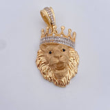 Dije Leon Corona 10gr / 4cm / Circones Negros Blancos Dos Oros Amarillo Blanco 18K $