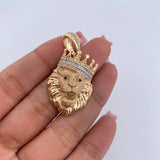 Dije Leon Corona 10gr / 4cm / Circones Negros Blancos Dos Oros Amarillo Blanco 18K $