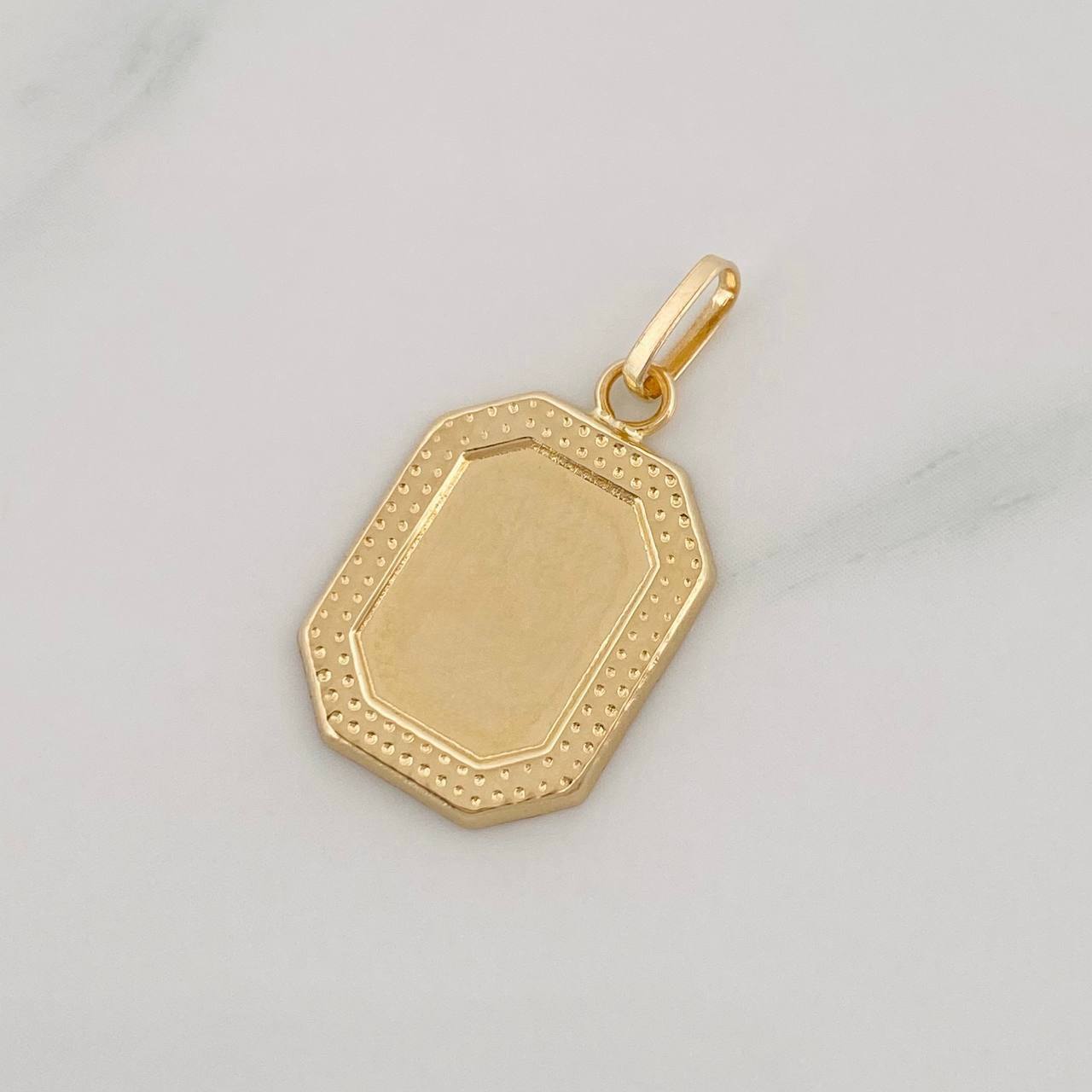 Dije Placa Marco Bordeado 0.6g / 1 in Oro Amarillo 18K