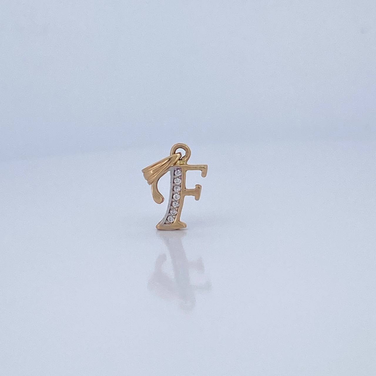 Pendant Letter F 0.8gr / 18K Yellow White Gold &