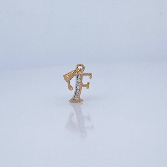 Pendant Letter F 0.8gr / 18K Yellow White Gold &