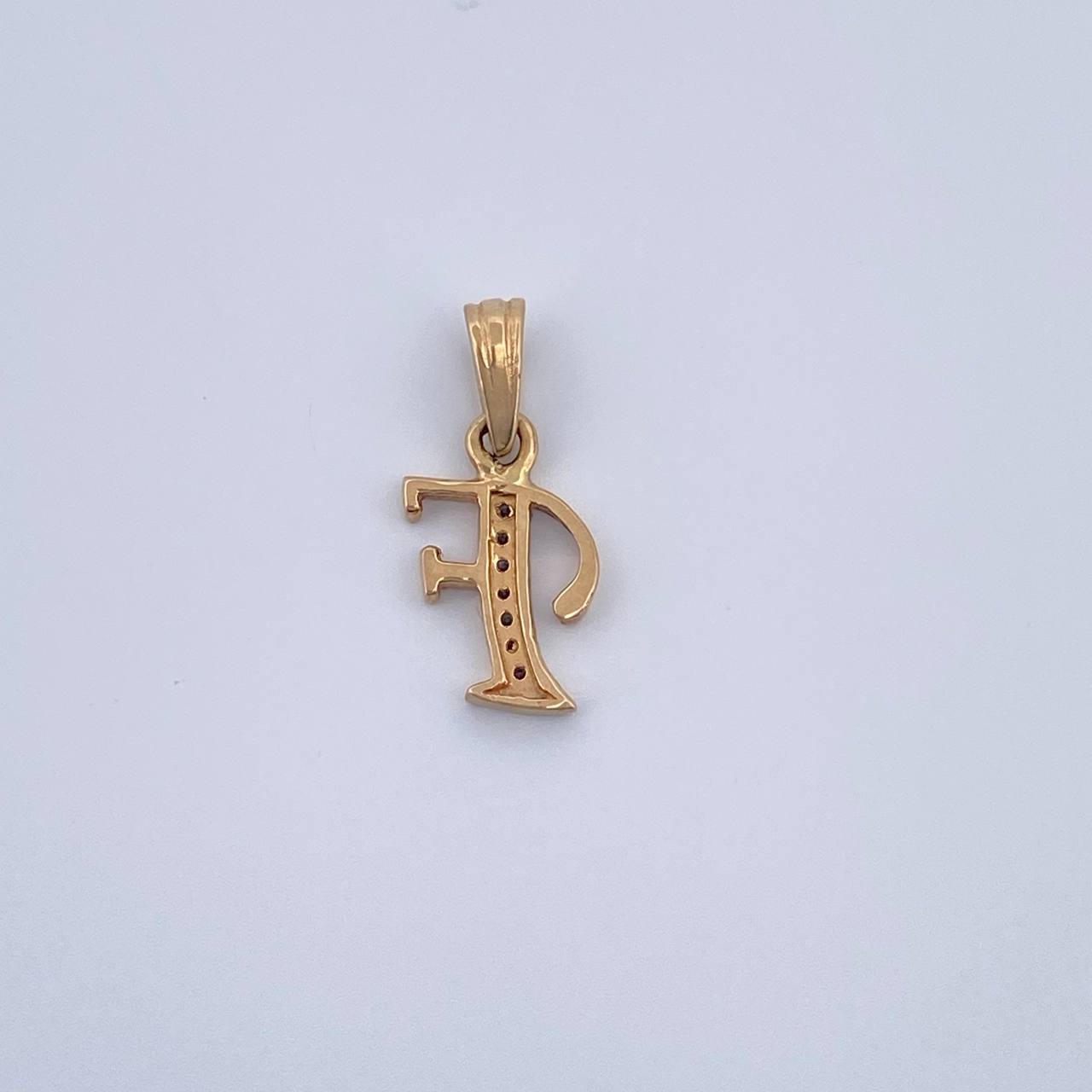 Pendant Letter F 0.8gr / 18K Yellow White Gold &