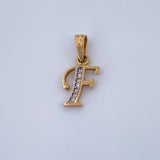 Pendant Letter F 0.8gr / 18K Yellow White Gold &