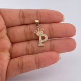 Pendant Letter P Crown 1.6gr / 2.5cm / White Zircons 18K Yellow Gold &
