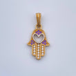 Hamsa Hand Heart Pendant 1.5gr / Two Tone 18K Gold &