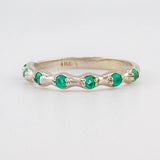 Anillo Burbujas 2.3gr / T7 / Esmeraldas 22pts Oro Blanco (Joya)