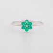 Anillo Flor Seis Petalos 1.3gr / T7 / Esmeraldas 07Pts Oro Blanco 18K (Joya)