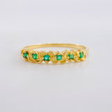 Anillo Corazones Intercalados Esmeraldas 15pts 1.55gr / T6 1/4 / Oro 18K
