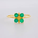 Grid Flower Ring 1.6gr / Size 7 / Emeralds 35pts 18K Yellow Gold (Jewel)