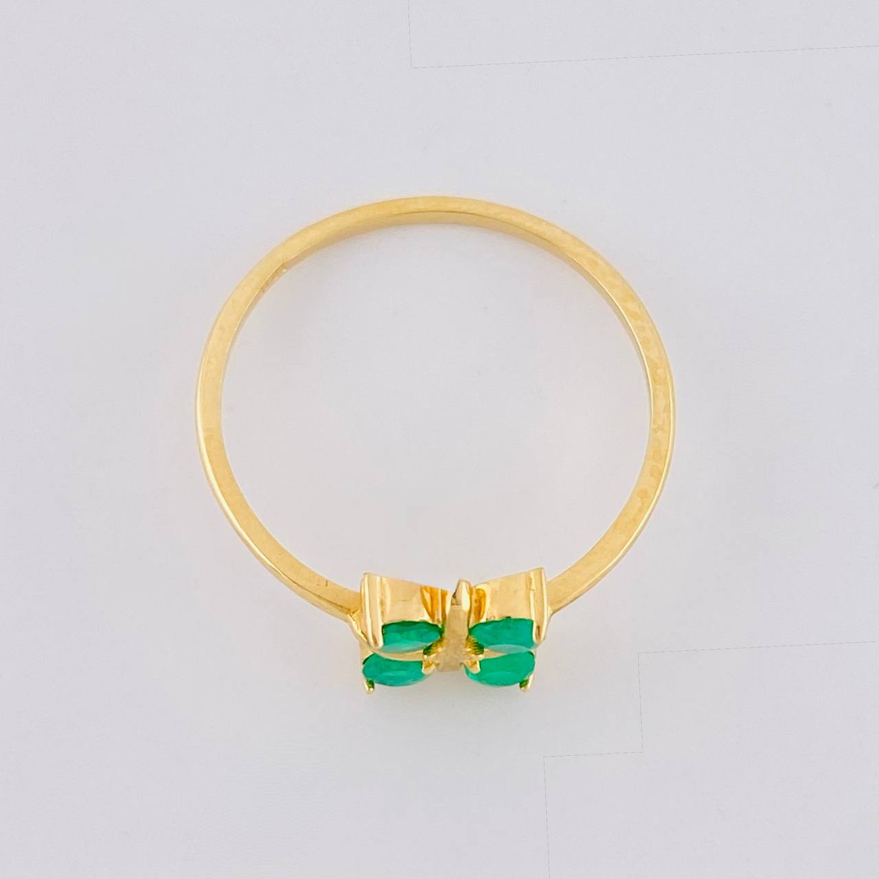 Grid Flower Ring 1.6gr / Size 7 / Emeralds 35pts 18K Yellow Gold (Jewel)