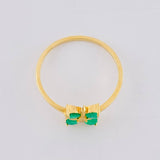 Grid Flower Ring 1.6gr / Size 7 / Emeralds 35pts 18K Yellow Gold (Jewel)