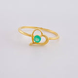 Empty Heart Ring 1.45gr / Size 6 3/4 / Emerald 12pts 18K Yellow Gold (Jewel)