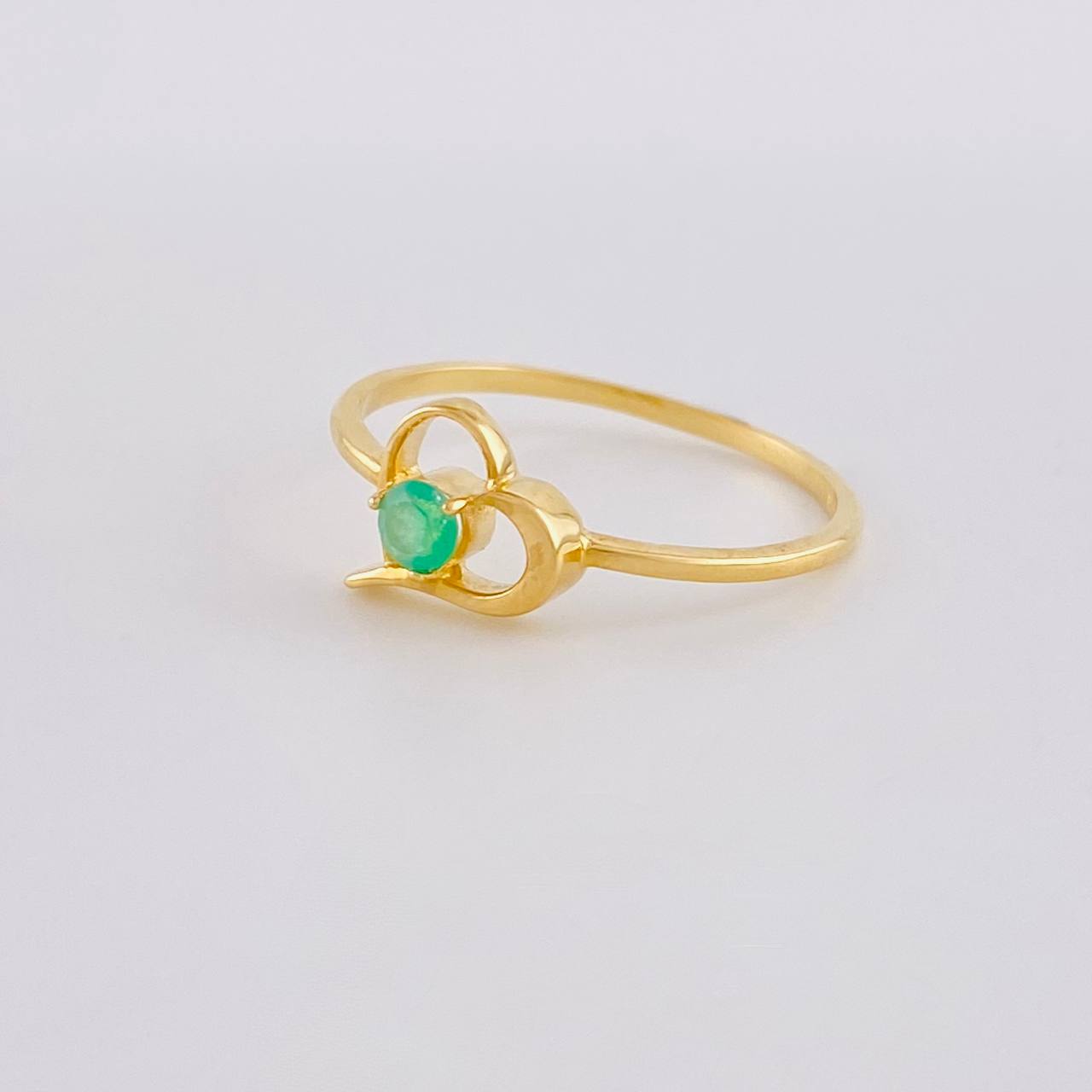 Empty Heart Ring 1.45gr / Size 6 3/4 / Emerald 12pts 18K Yellow Gold (Jewel)