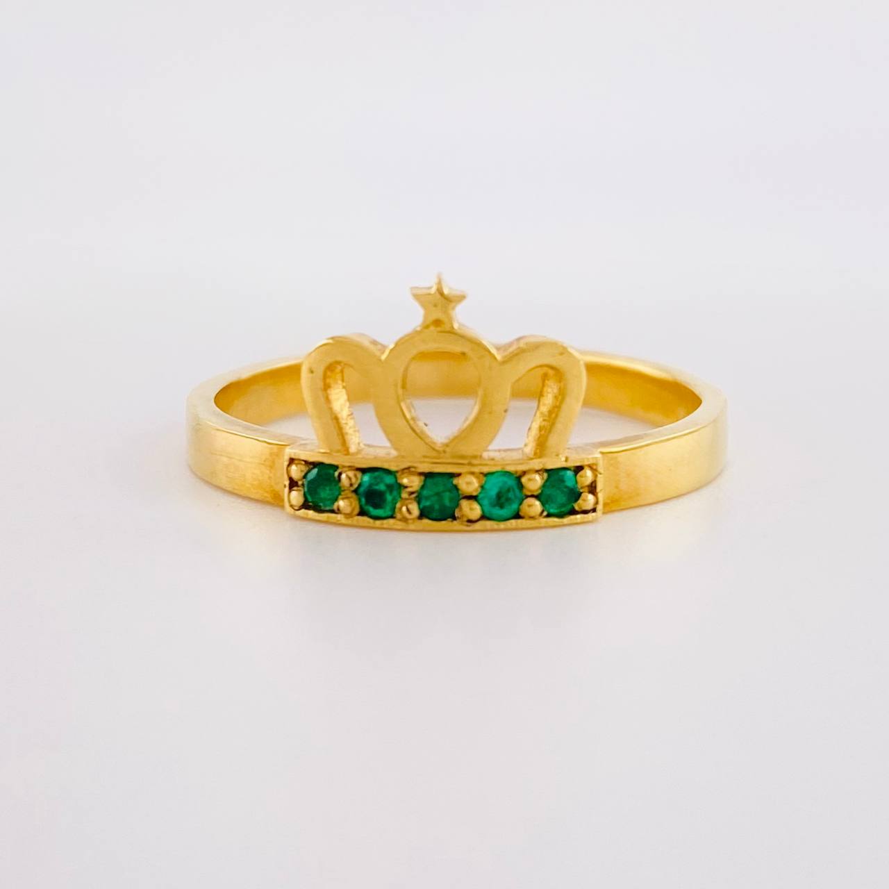 Royal Crown Ring Emeralds 25pts 3.85gr / Size 8 3/4 / 18K Gold