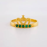 Royal Crown Ring Emeralds 25pts 3.85gr / Size 8 3/4 / 18K Gold