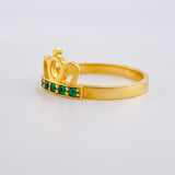 Royal Crown Ring Emeralds 25pts 3.85gr / Size 8 3/4 / 18K Gold