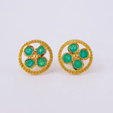 Stud Earrings Aro Tetra Mosaical 2.9gr / Emeralds 53pts 18K Yellow Gold (Jewel)