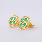 Stud Earrings Aro Tetra Mosaical 2.9gr / Emeralds 53pts 18K Yellow Gold (Jewel)